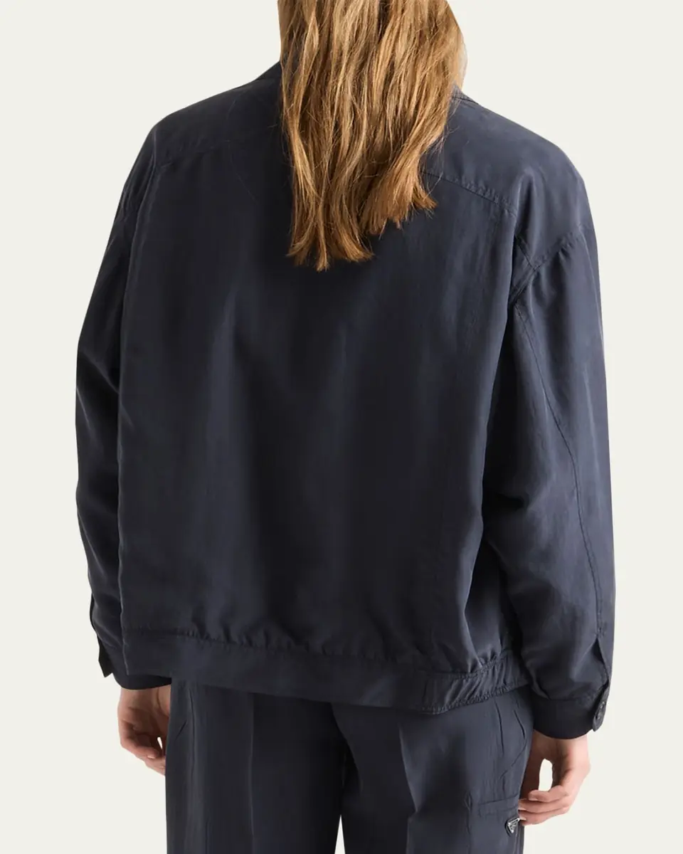 Prada Silk Zip-Up Bomber Jacket | Thumbnail 3