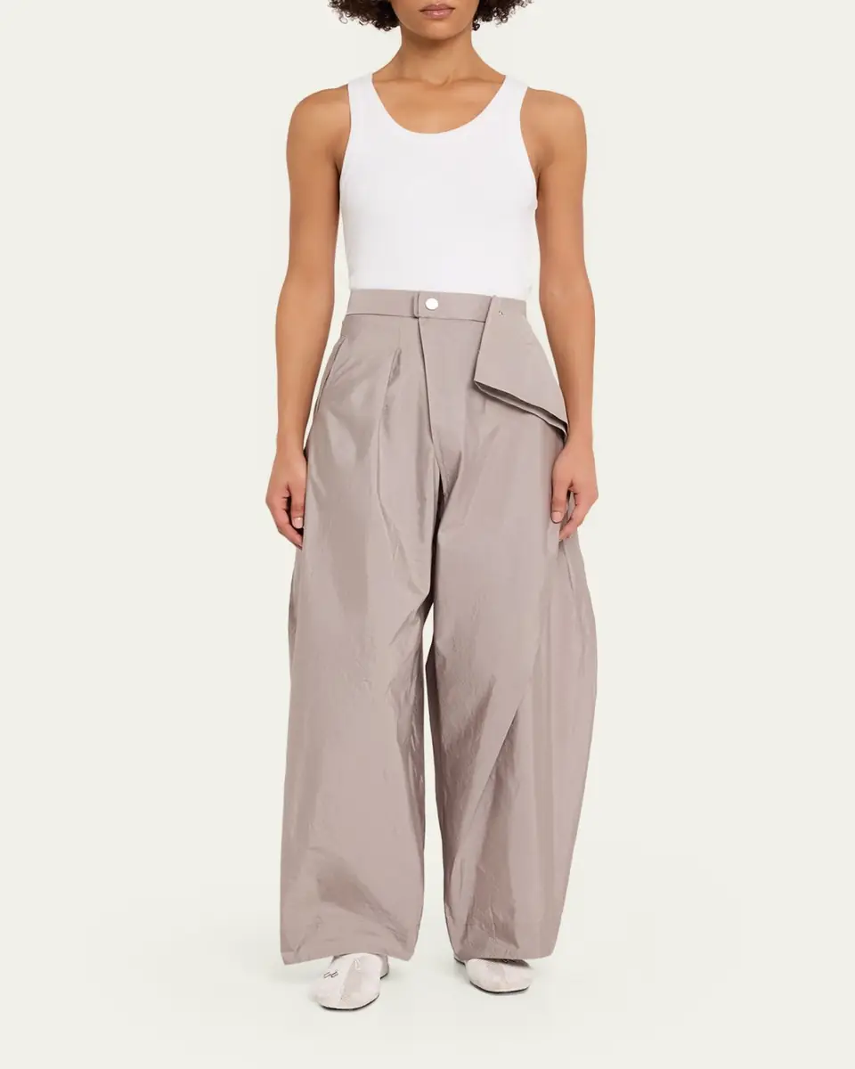 Issey Miyake Akimbo Asymmetric Wide-Leg Twill Pants | Thumbnail 2 Issey Miyake Akimbo Asymmetric Wide-Leg Twill Pants | Thumbnail 2