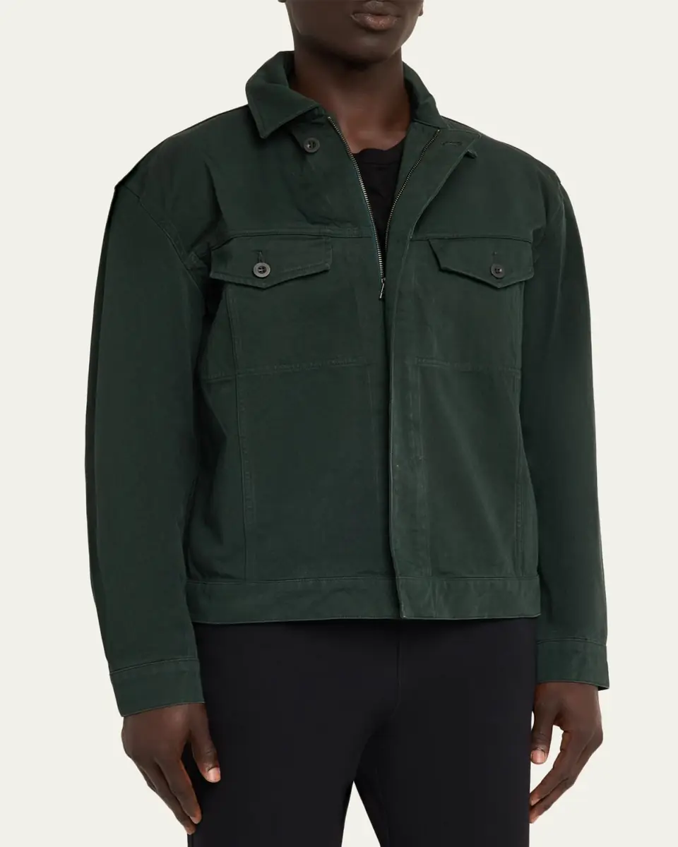 IM MEN Men's Cotton Full-Zip Trucker Jacket | Thumbnail 4 IM MEN Men's Cotton Full-Zip Trucker Jacket | Thumbnail 4