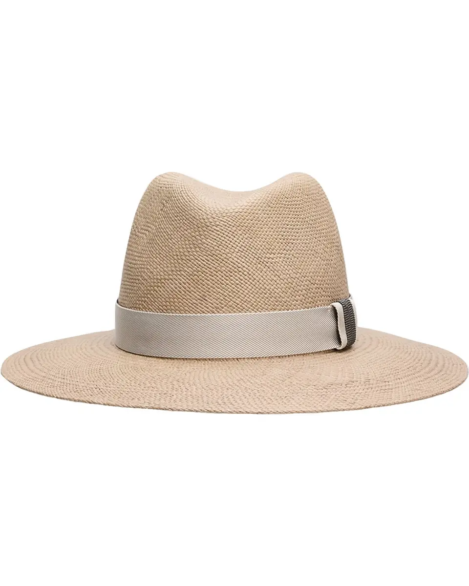 Brunello Cucinelli Straw Fedora with Monili Band | Thumbnail 2