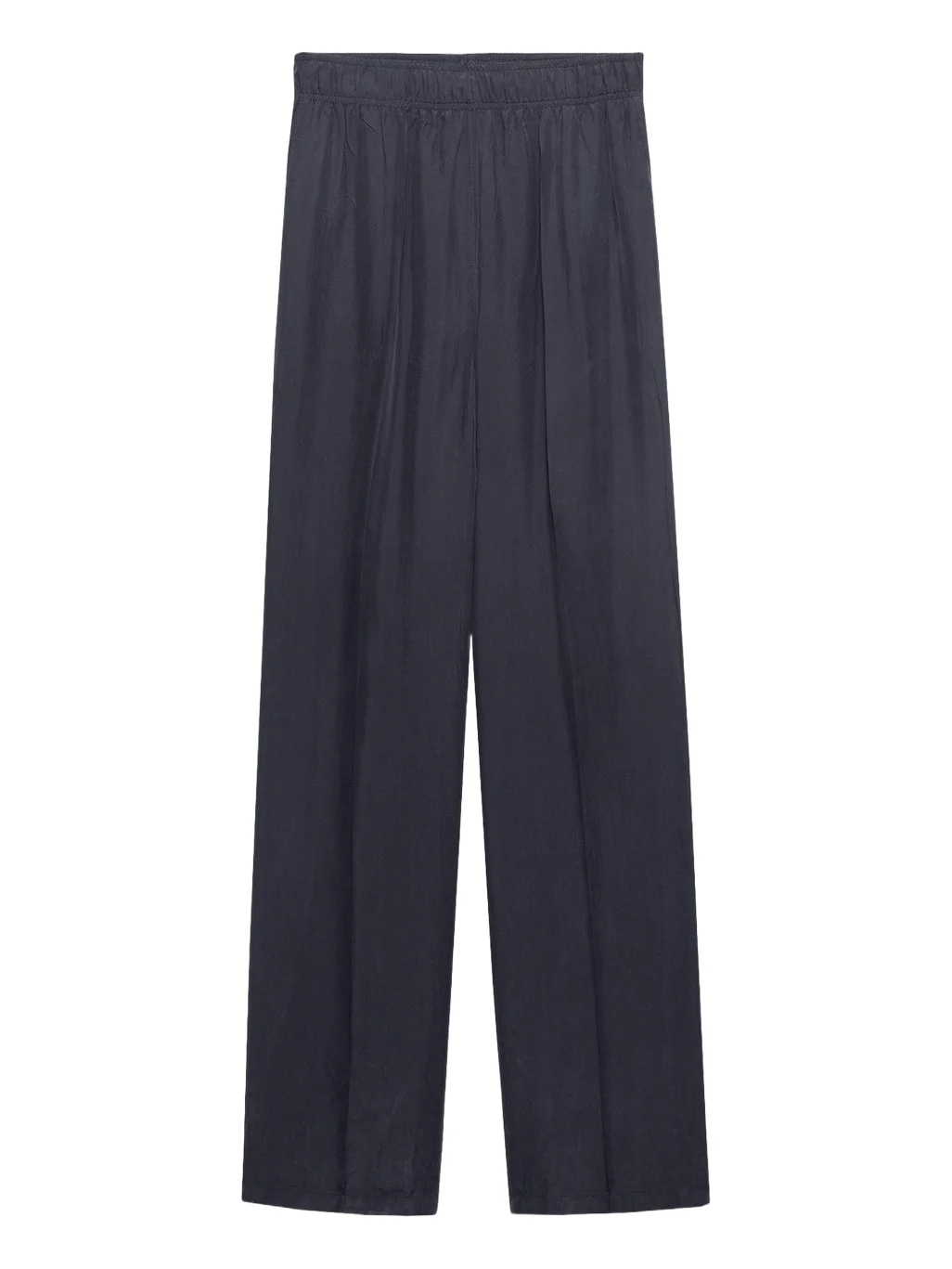 Silk Straight-Leg Pull-On Pants