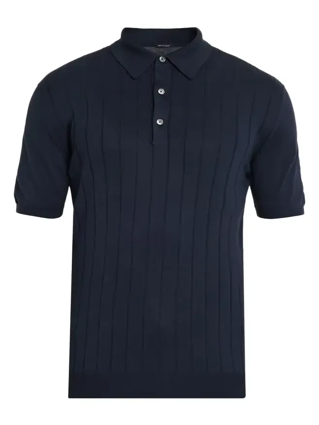 Men's Wide Rib Sea Island Cotton Polo Sweater