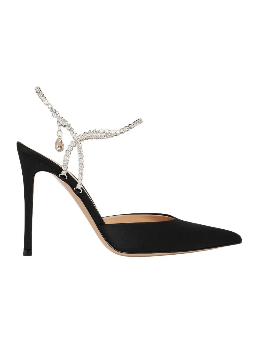 Gianvito Rossi 105mm Satin Crystal Ankle-Strap Pumps