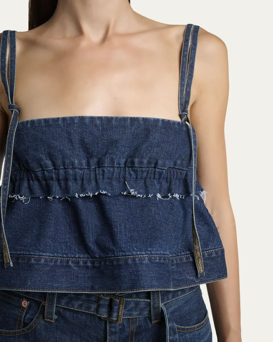 SACAI Denim Sleeveless Crop Peplum Top | Thumbnail 5 SACAI Denim Sleeveless Crop Peplum Top | Thumbnail 5