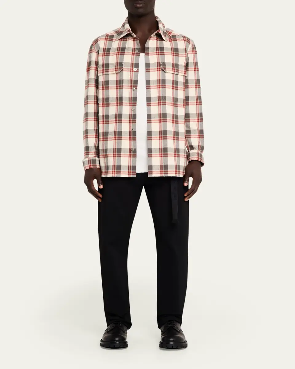 Rick Owens Men's Cotton Plaid Overshirt | Thumbnail 2