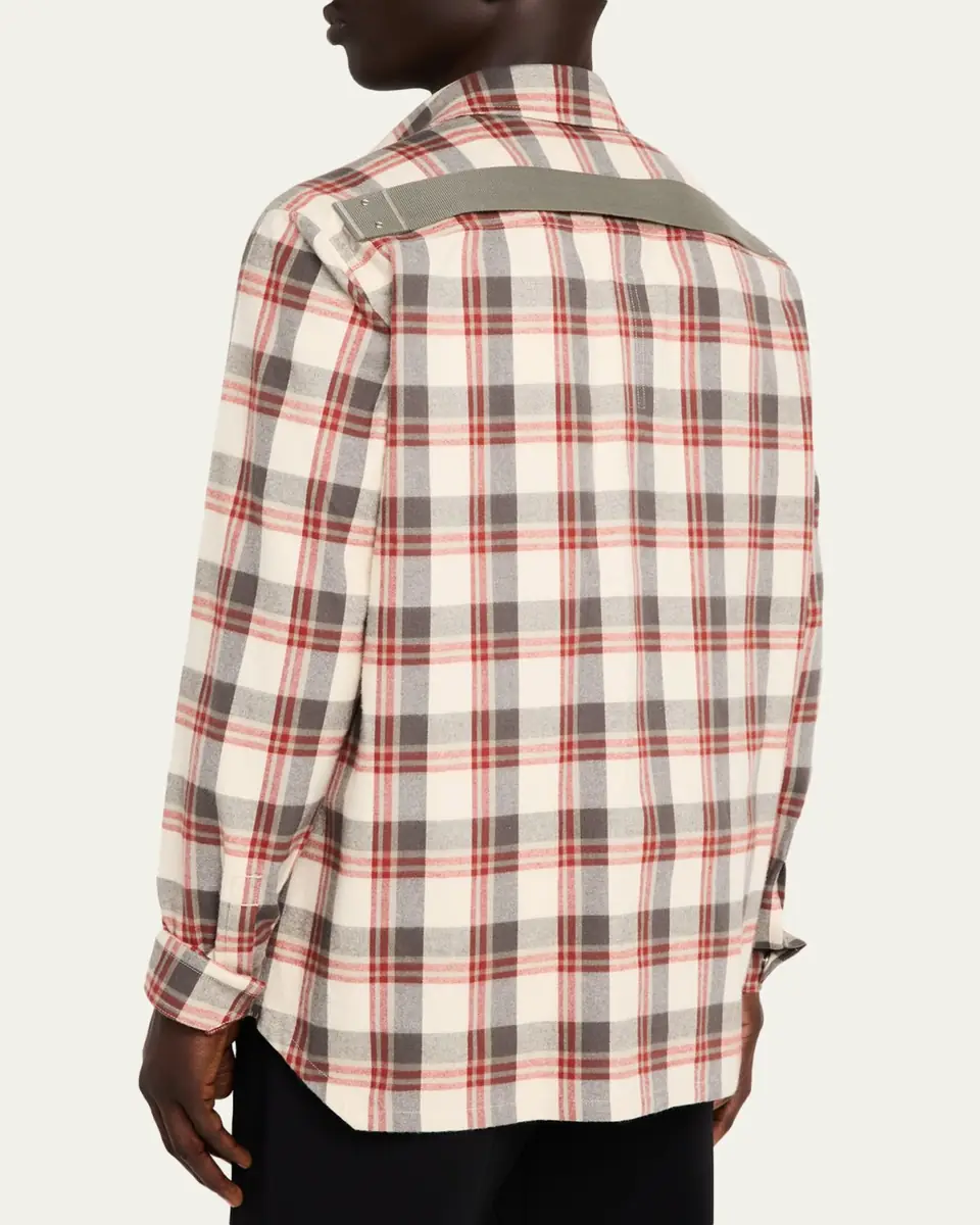 Rick Owens Men's Cotton Plaid Overshirt | Thumbnail 3
