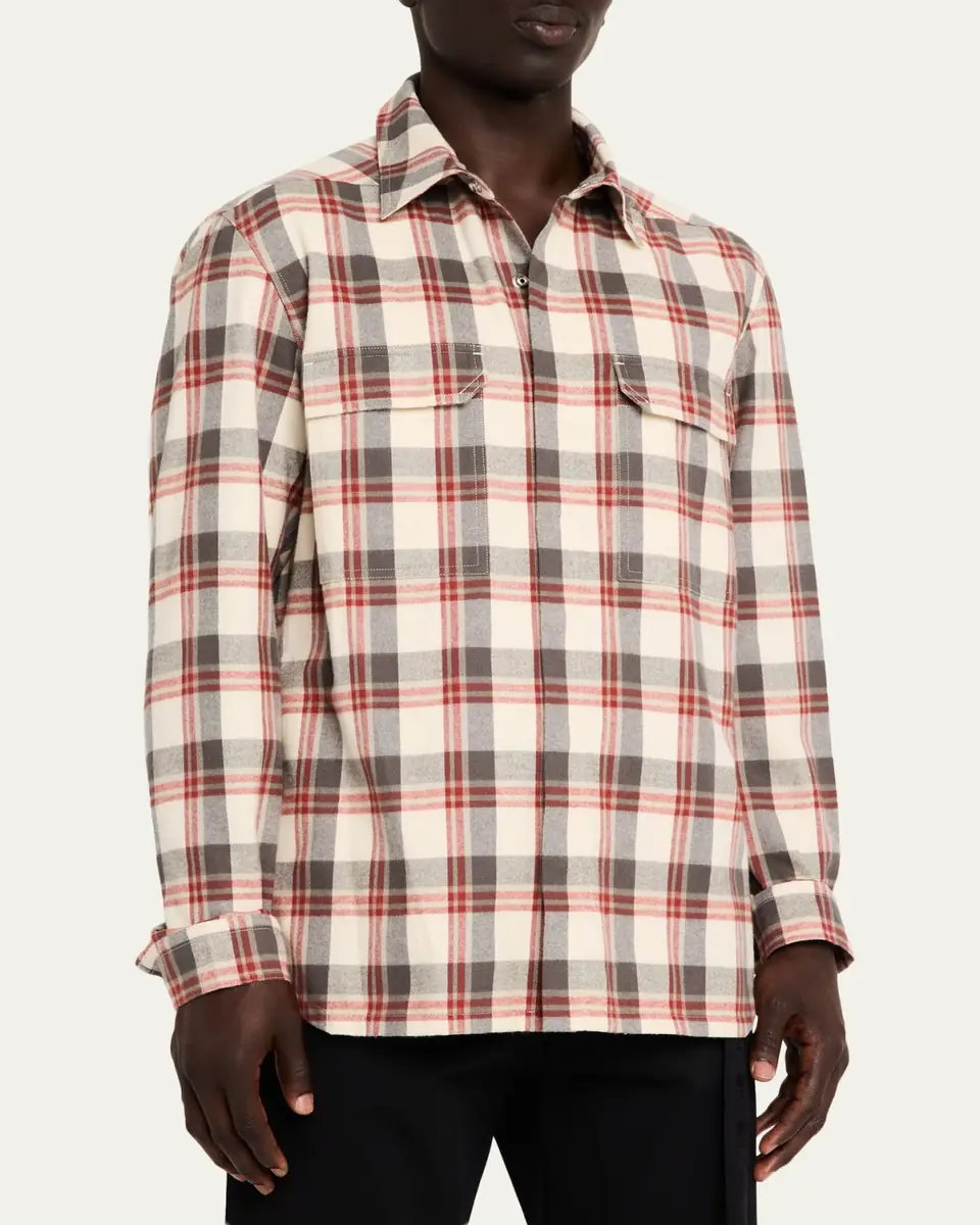 Rick Owens Men's Cotton Plaid Overshirt | Thumbnail 4