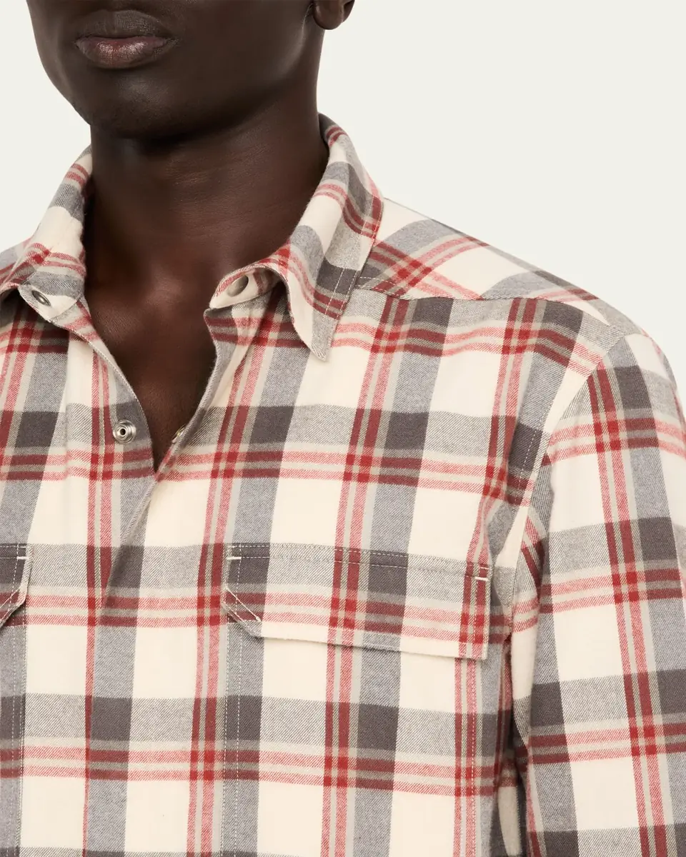Rick Owens Men's Cotton Plaid Overshirt | Thumbnail 5