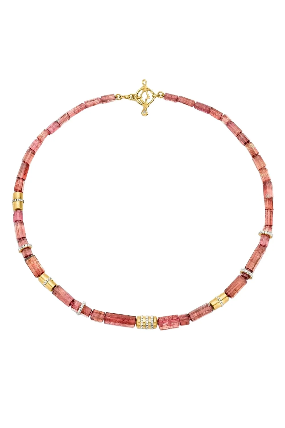 EDINA KISS Pink Tourmaline Beaded Necklace