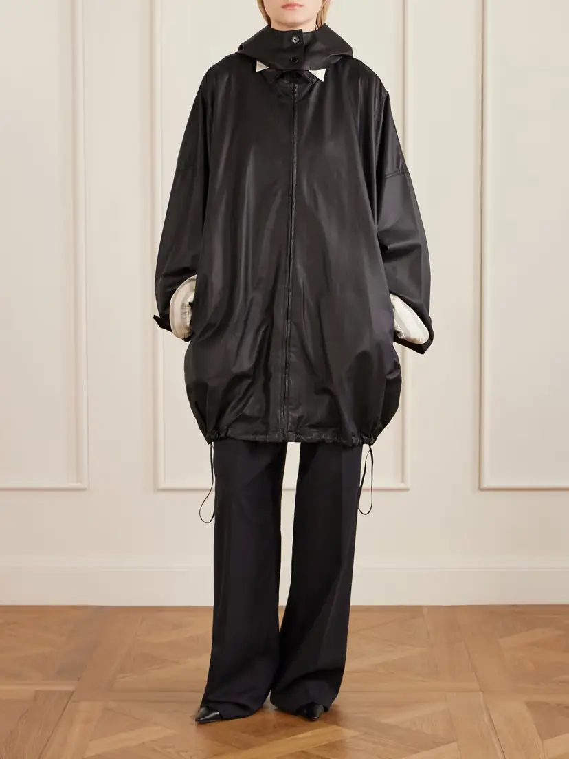 The Row Cassandre Leather Hooded Coat | Thumbnail 2 The Row Cassandre Leather Hooded Coat | Thumbnail 2