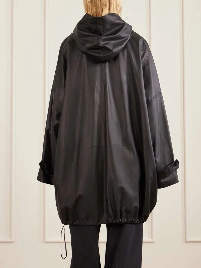 The Row Cassandre Leather Hooded Coat | Thumbnail 4 The Row Cassandre Leather Hooded Coat | Thumbnail 4
