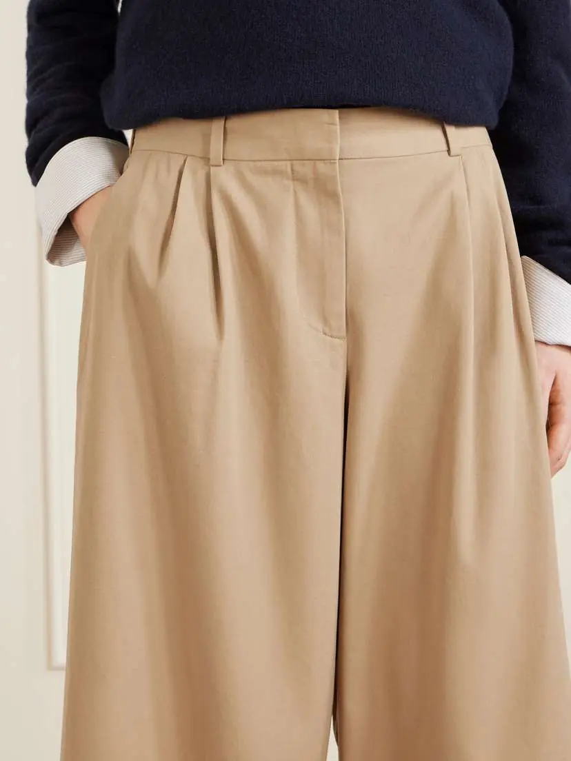 The Row Lior Cropped Pleated Cotton And Cashmere-blend Wide-leg Pants | Thumbnail 4 The Row Lior Cropped Pleated Cotton And Cashmere-blend Wide-leg Pants | Thumbnail 4