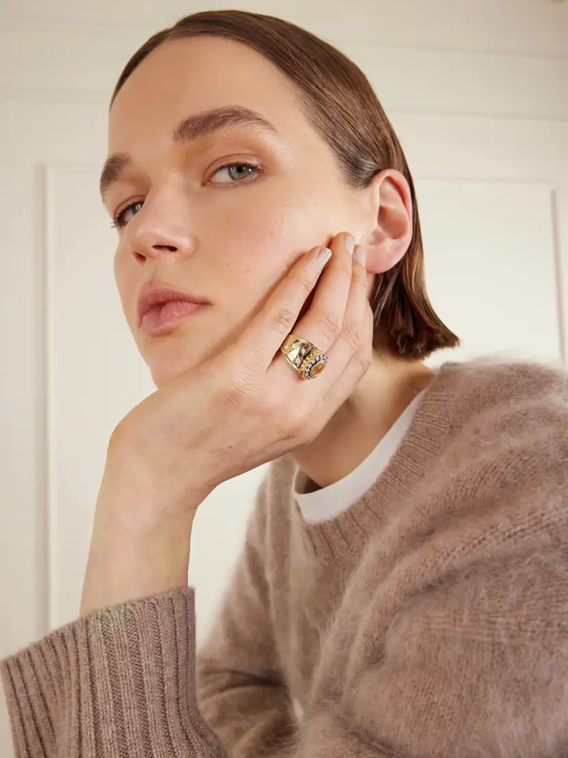 Marlo Laz Lexi Cigar Band 14-karat Gold, Citrine And Diamond Ring | Thumbnail 2