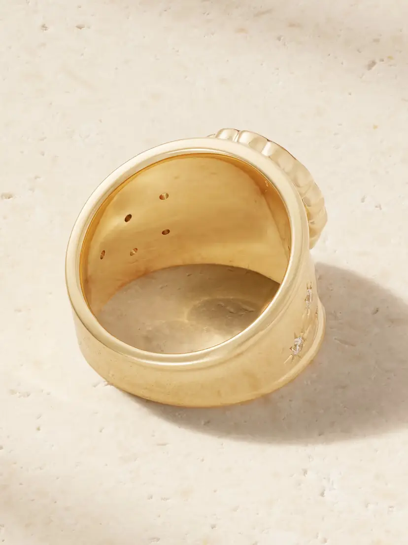 Marlo Laz Lexi Cigar Band 14-karat Gold, Citrine And Diamond Ring | Thumbnail 3