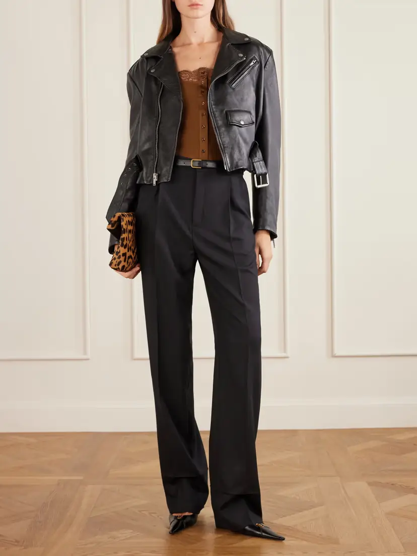 Saint Laurent Pleated Wool Straight-leg Pants | Thumbnail 2 Saint Laurent Pleated Wool Straight-leg Pants | Thumbnail 2