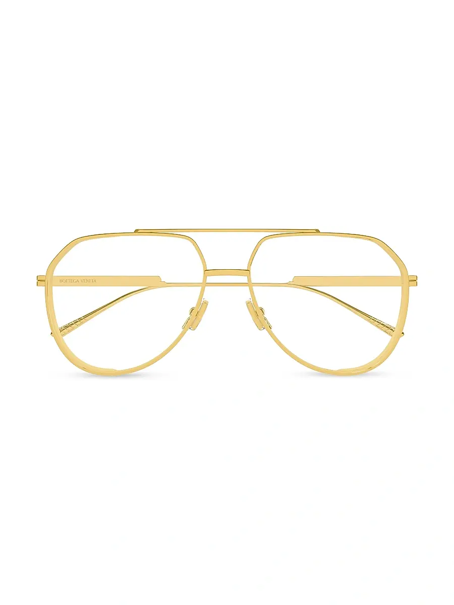 Bottega Veneta Women's Light Ribbon 60MM Pilot Sunglasses - Gold Clear | Thumbnail 2 Bottega Veneta Women's Light Ribbon 60MM Pilot Sunglasses - Gold Clear | Thumbnail 2