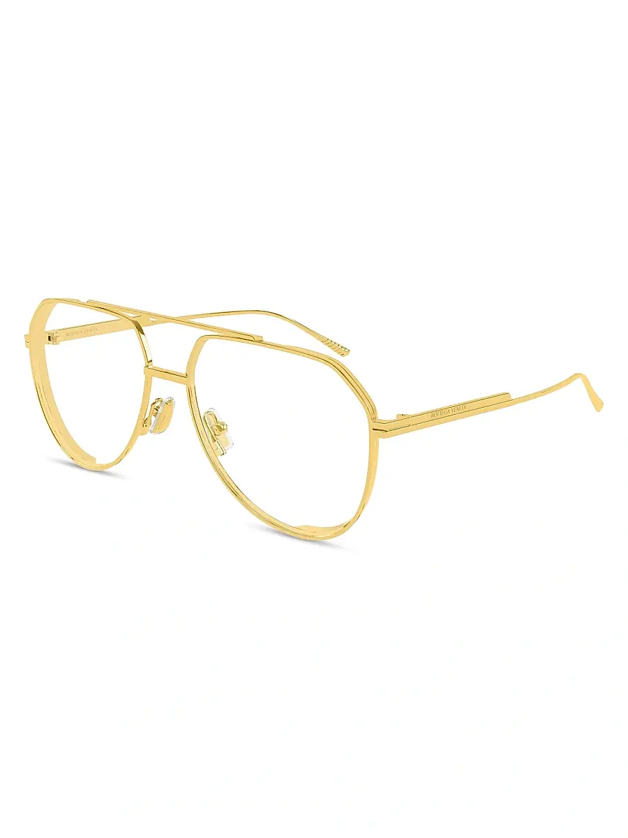 Women's Light Ribbon 60MM Pilot Sunglasses - Gold Clear