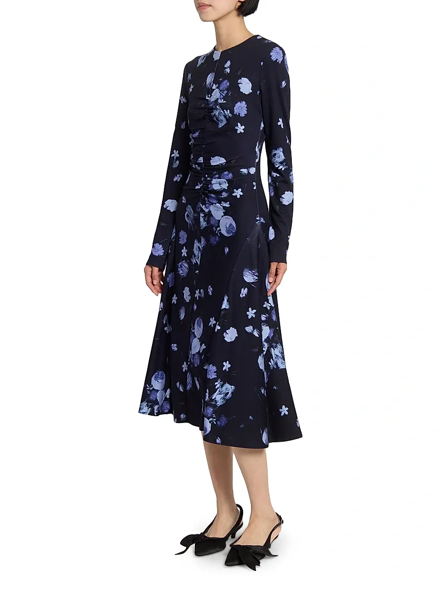 Erdem Women's Floral Gathered Midi-Dress | Thumbnail 4 Erdem Women's Floral Gathered Midi-Dress | Thumbnail 4