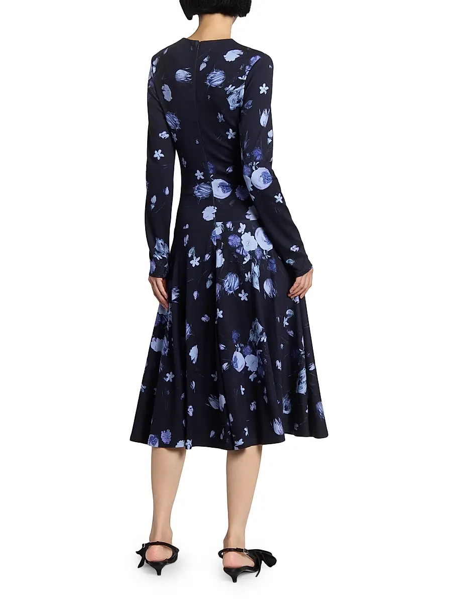 Erdem Women's Floral Gathered Midi-Dress | Thumbnail 5 Erdem Women's Floral Gathered Midi-Dress | Thumbnail 5