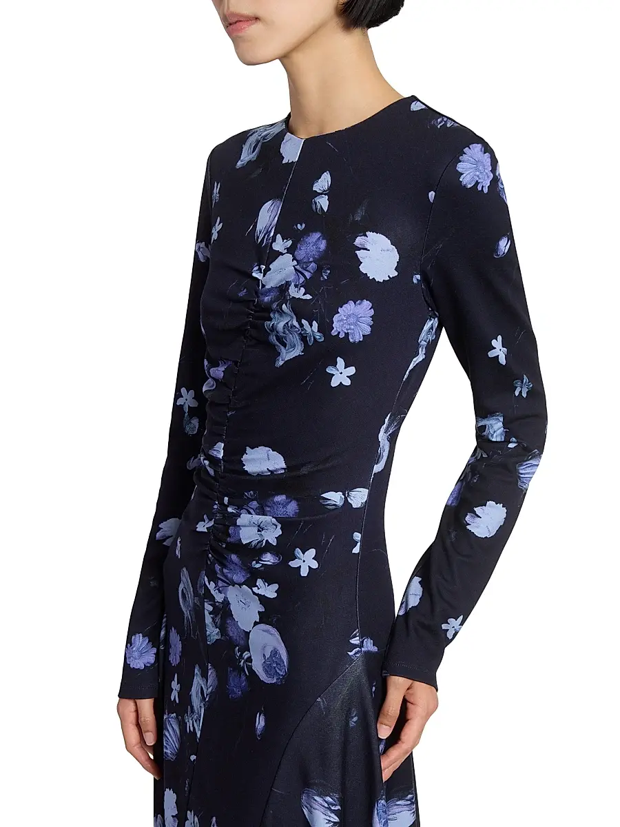 Erdem Women's Floral Gathered Midi-Dress | Thumbnail 6 Erdem Women's Floral Gathered Midi-Dress | Thumbnail 6