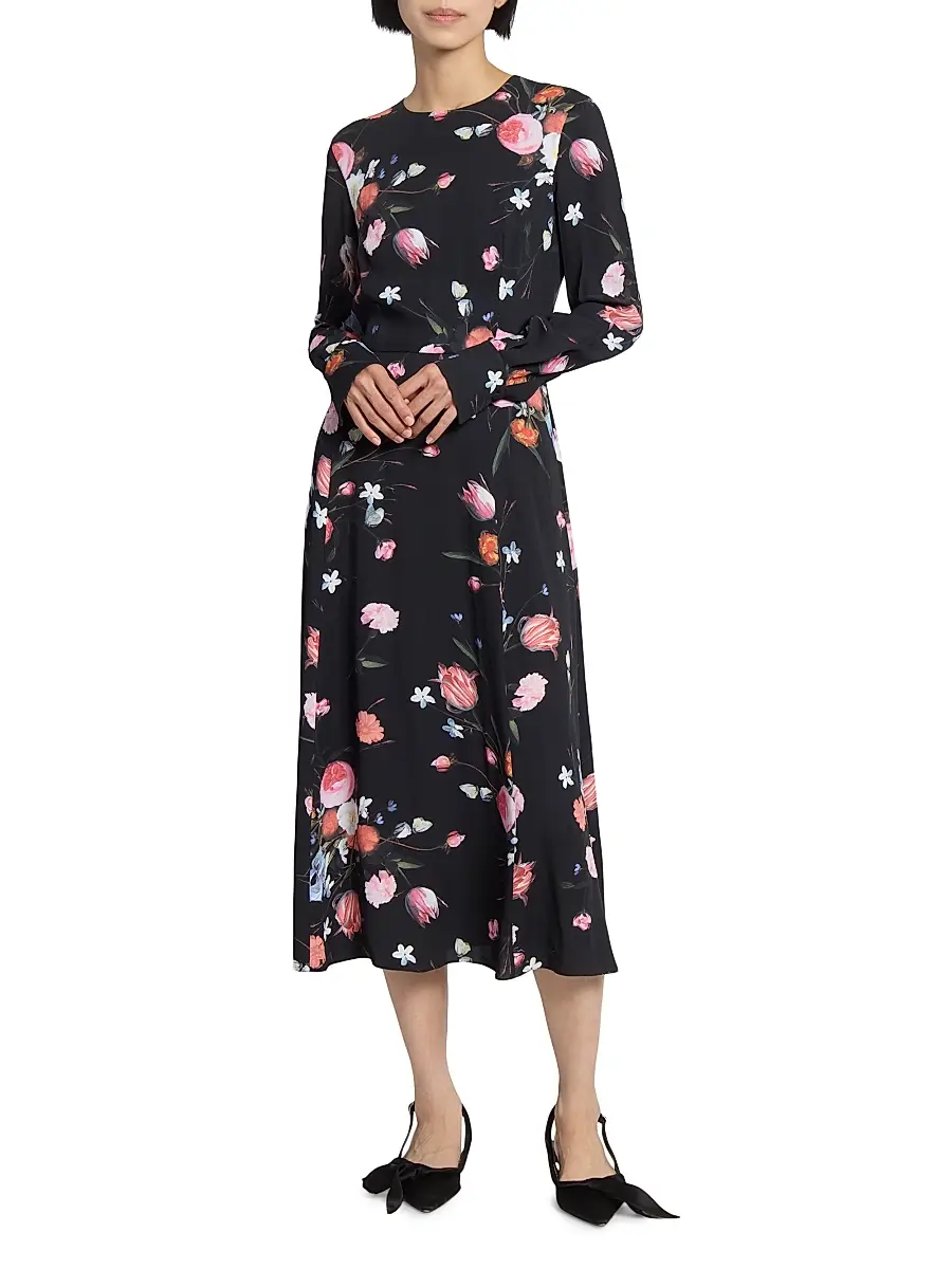 Erdem Women's Dutch Flower Midi-Dress | Thumbnail 2 Erdem Women's Dutch Flower Midi-Dress | Thumbnail 2