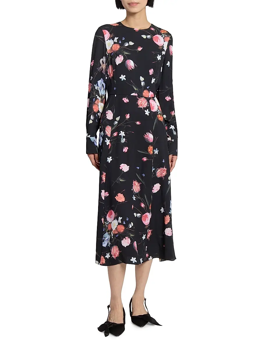 Erdem Women's Dutch Flower Midi-Dress | Thumbnail 3 Erdem Women's Dutch Flower Midi-Dress | Thumbnail 3