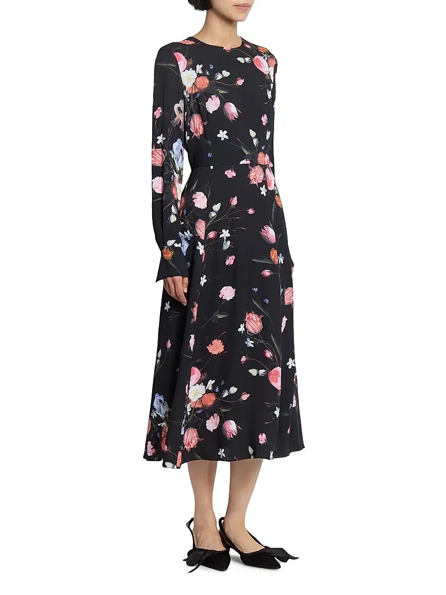 Erdem Women's Dutch Flower Midi-Dress | Thumbnail 4 Erdem Women's Dutch Flower Midi-Dress | Thumbnail 4