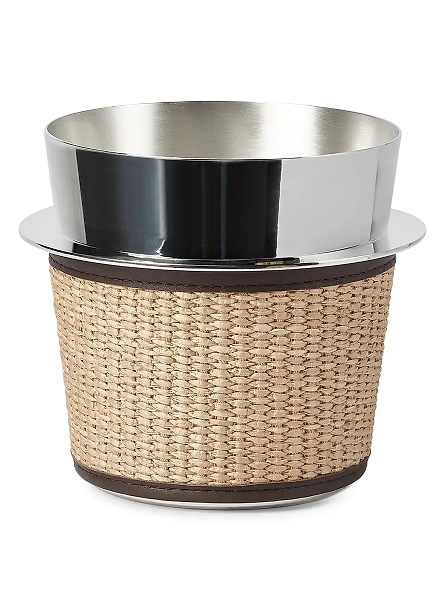 Brunello Cucinelli Silver-Plated Steel and Raffia-Effect Techno Cotton Ice Bucket - Rope | Image 1 Brunello Cucinelli Silver-Plated Steel and Raffia-Effect Techno Cotton Ice Bucket - Rope | Image 1