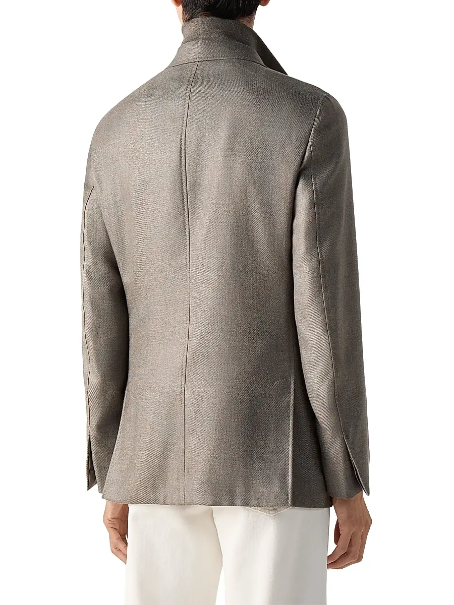 Zegna Men's Detachable Bib Cashmere Silk and Linen Jacket | Thumbnail 3 Zegna Men's Detachable Bib Cashmere Silk and Linen Jacket | Thumbnail 3
