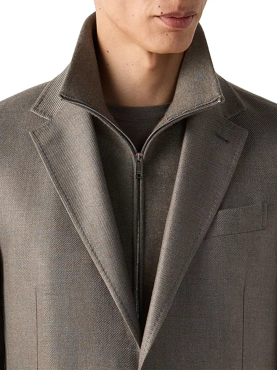 Zegna Men's Detachable Bib Cashmere Silk and Linen Jacket | Thumbnail 4 Zegna Men's Detachable Bib Cashmere Silk and Linen Jacket | Thumbnail 4
