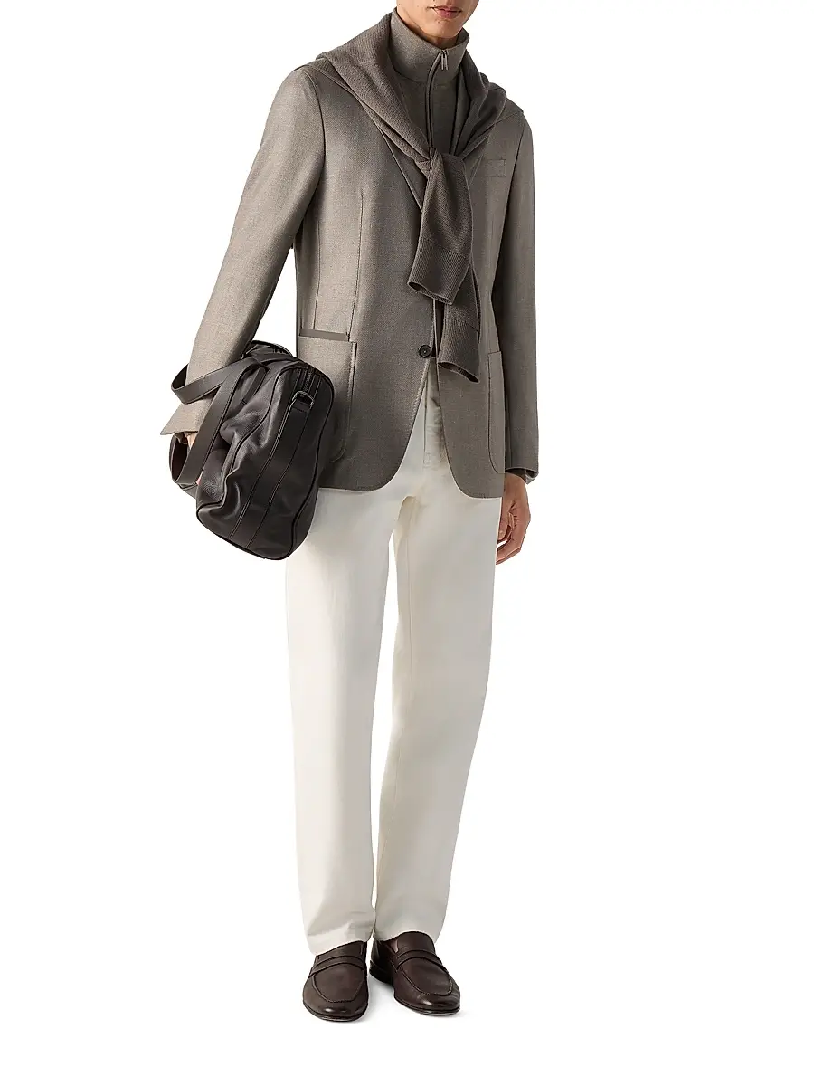 Zegna Men's Detachable Bib Cashmere Silk and Linen Jacket | Thumbnail 6 Zegna Men's Detachable Bib Cashmere Silk and Linen Jacket | Thumbnail 6