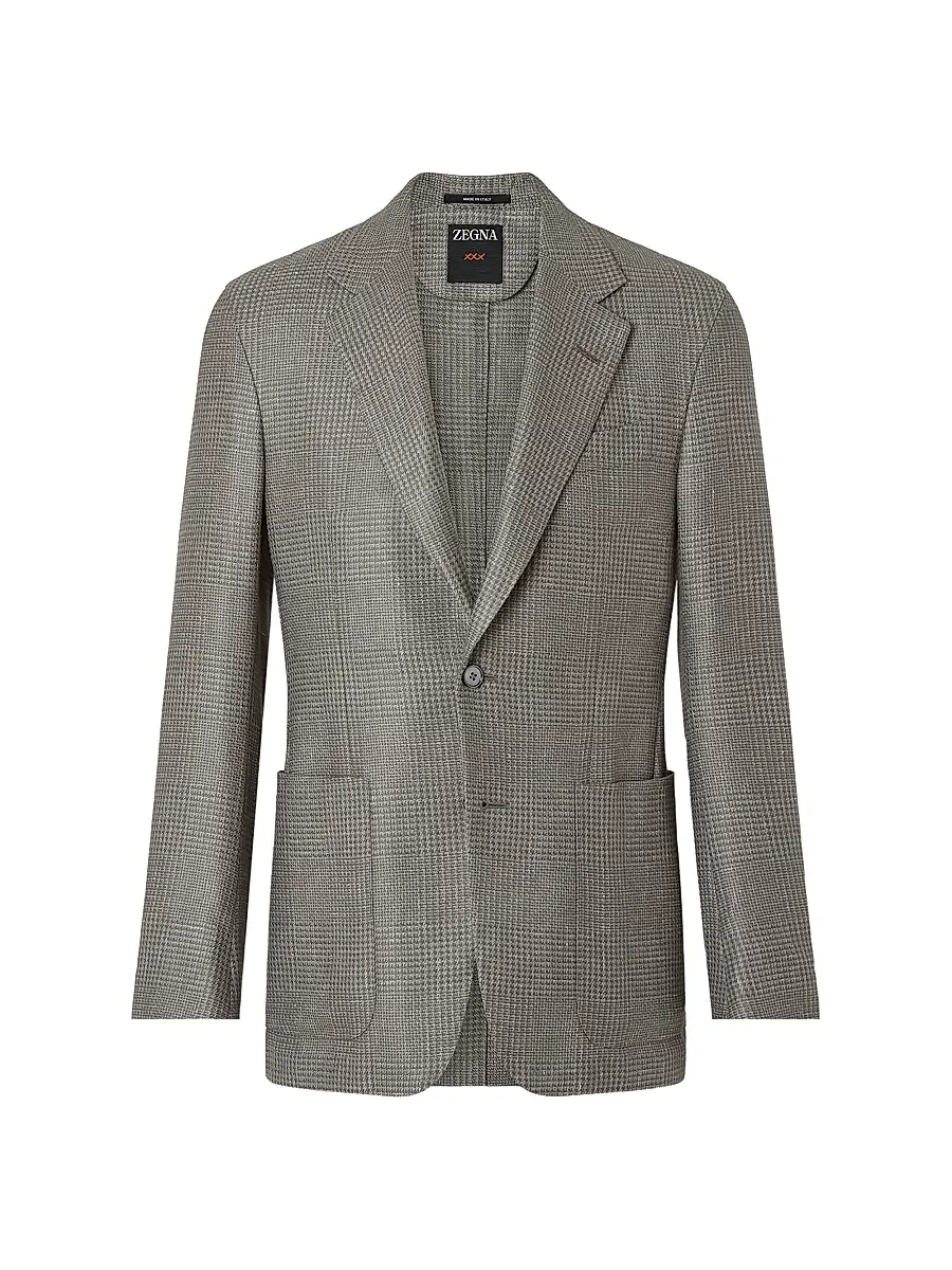 Zegna Men's Cashmere Silk and Linen Jacket - Dark Taupe | Thumbnail 2 Zegna Men's Cashmere Silk and Linen Jacket - Dark Taupe | Thumbnail 2