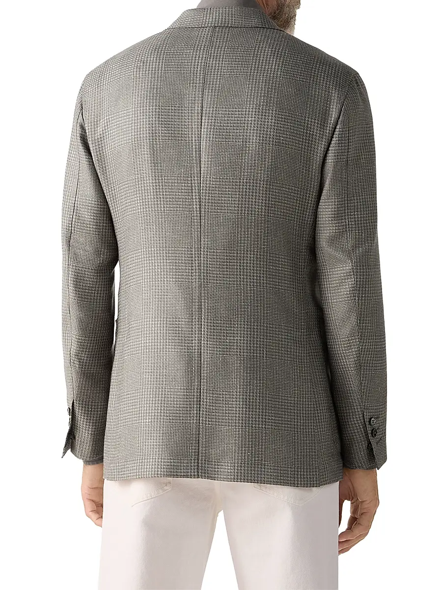 Zegna Men's Cashmere Silk and Linen Jacket - Dark Taupe | Thumbnail 3 Zegna Men's Cashmere Silk and Linen Jacket - Dark Taupe | Thumbnail 3