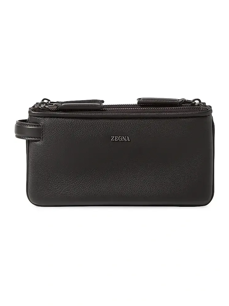 Zegna Men's Secondskin Leather Pouch