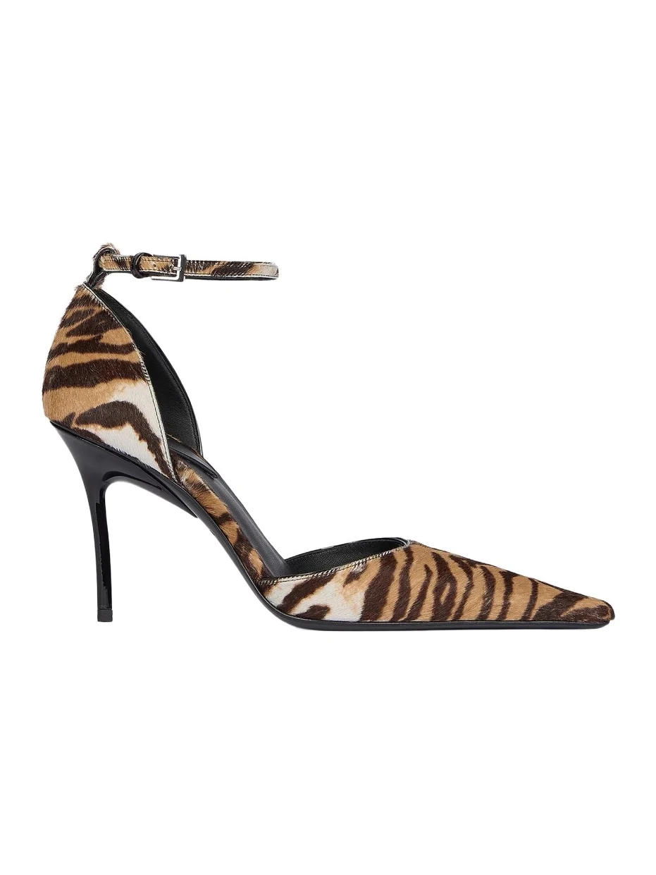 Women's D'Orsay 90MM Tiger-Striped Calf Hair Stiletto Pumps Women's D'Orsay 90MM Tiger-Striped Calf Hair Stiletto Pumps