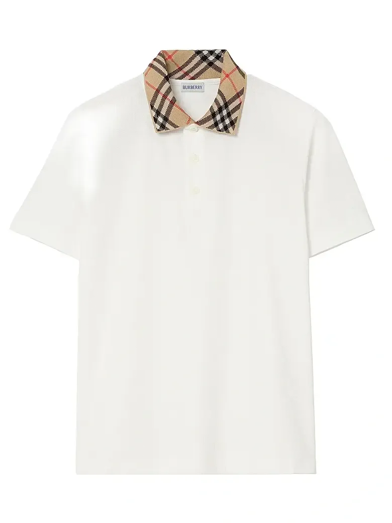 Burberry Men's Evan Check-Collar Cotton Polo Shirt