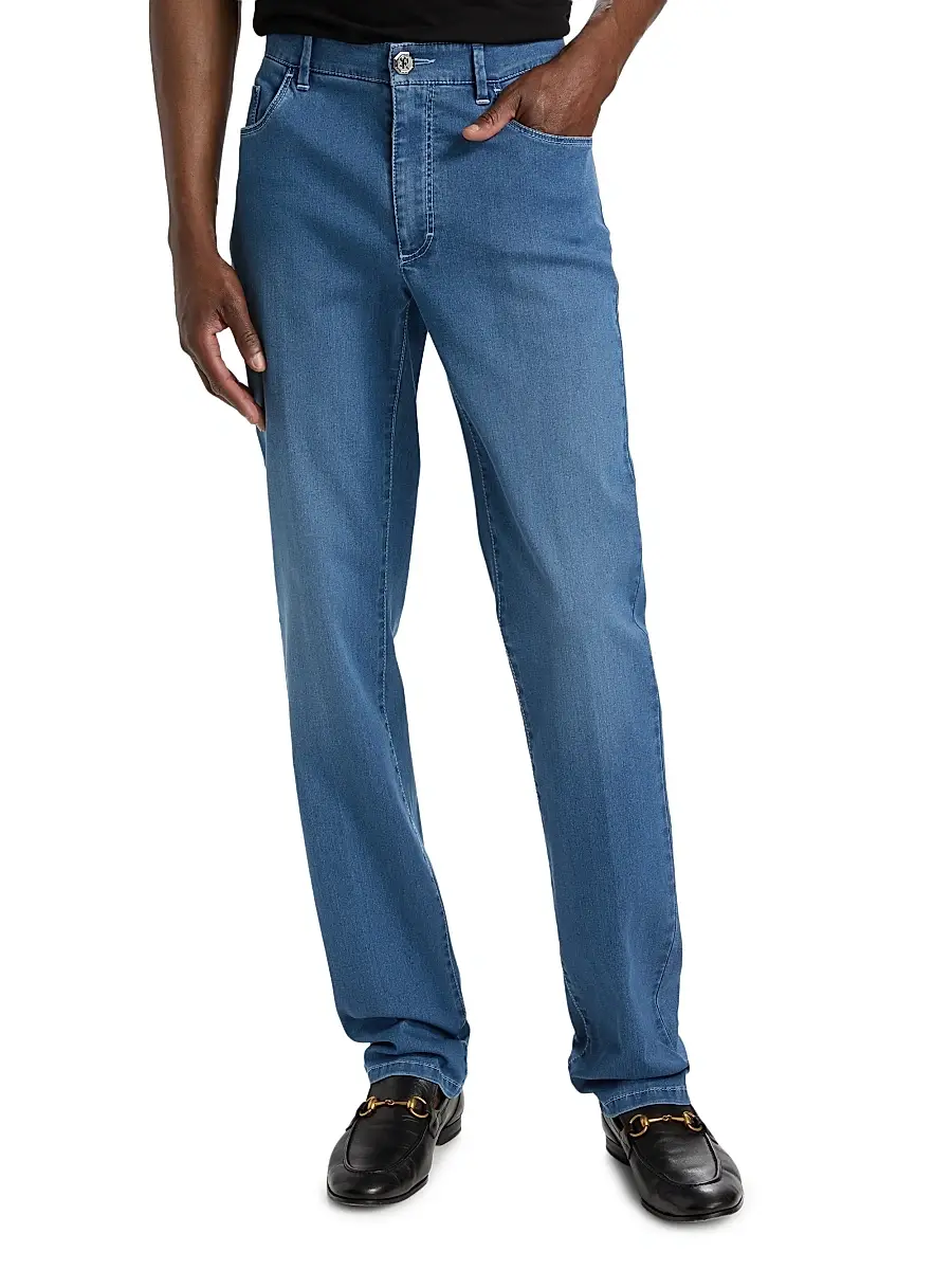 Stefano Ricci Men's Light Wash Tapered Straight-Leg Jeans | Thumbnail 3 Stefano Ricci Men's Light Wash Tapered Straight-Leg Jeans | Thumbnail 3