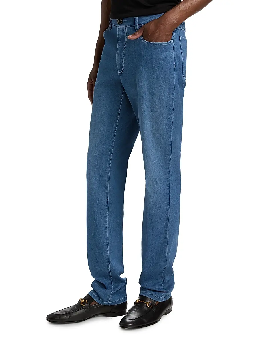 Stefano Ricci Men's Light Wash Tapered Straight-Leg Jeans | Thumbnail 4 Stefano Ricci Men's Light Wash Tapered Straight-Leg Jeans | Thumbnail 4