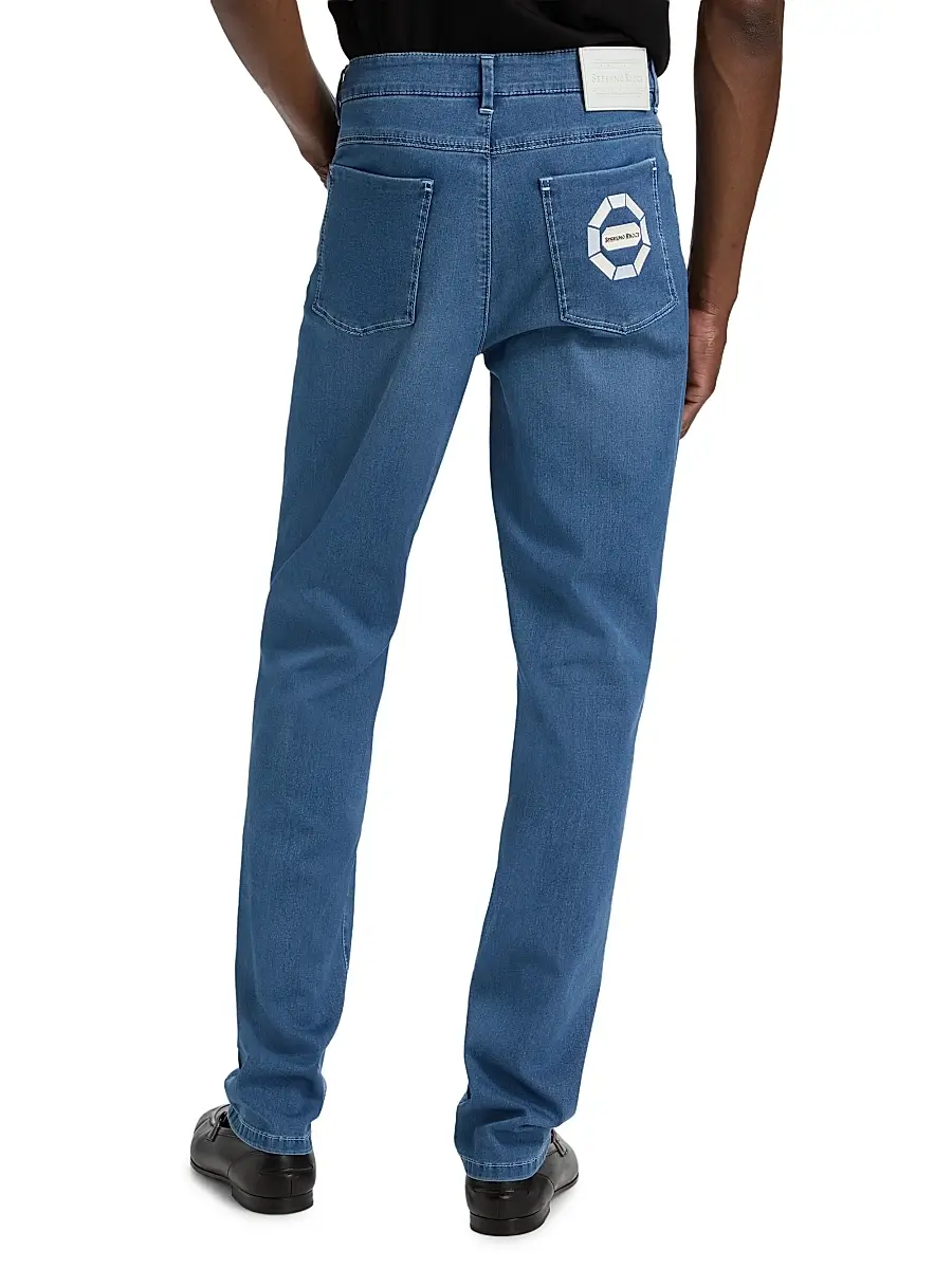 Stefano Ricci Men's Light Wash Tapered Straight-Leg Jeans | Thumbnail 5 Stefano Ricci Men's Light Wash Tapered Straight-Leg Jeans | Thumbnail 5