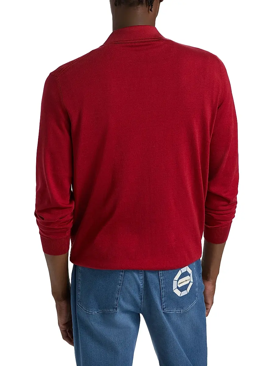 Stefano Ricci Men's Textured Silk-Cotton Quarter-Zip Polo Shirt | Thumbnail 5 Stefano Ricci Men's Textured Silk-Cotton Quarter-Zip Polo Shirt | Thumbnail 5