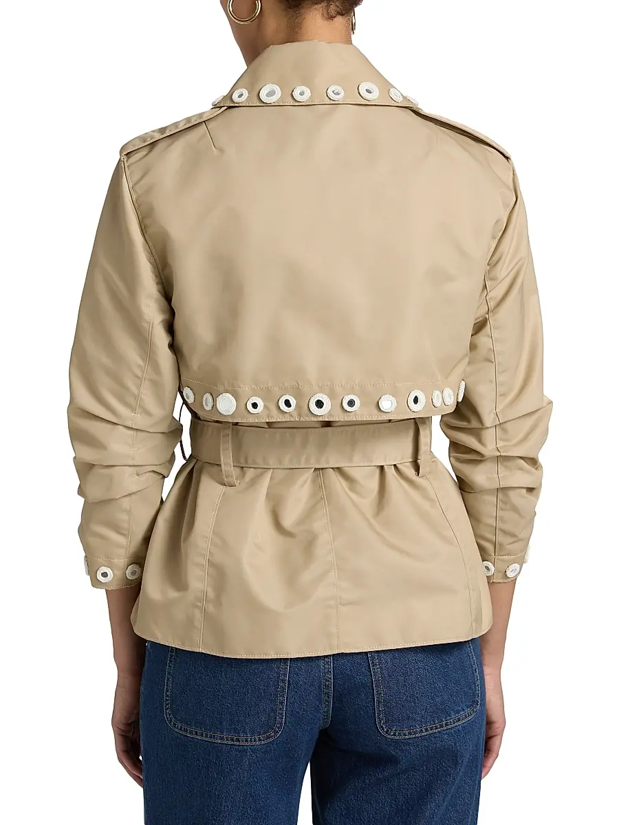 Cinq à Sept Women's Yates Crochet Mirrors Crop Trench Jacket - Khaki | Thumbnail 5 Cinq à Sept Women's Yates Crochet Mirrors Crop Trench Jacket - Khaki | Thumbnail 5