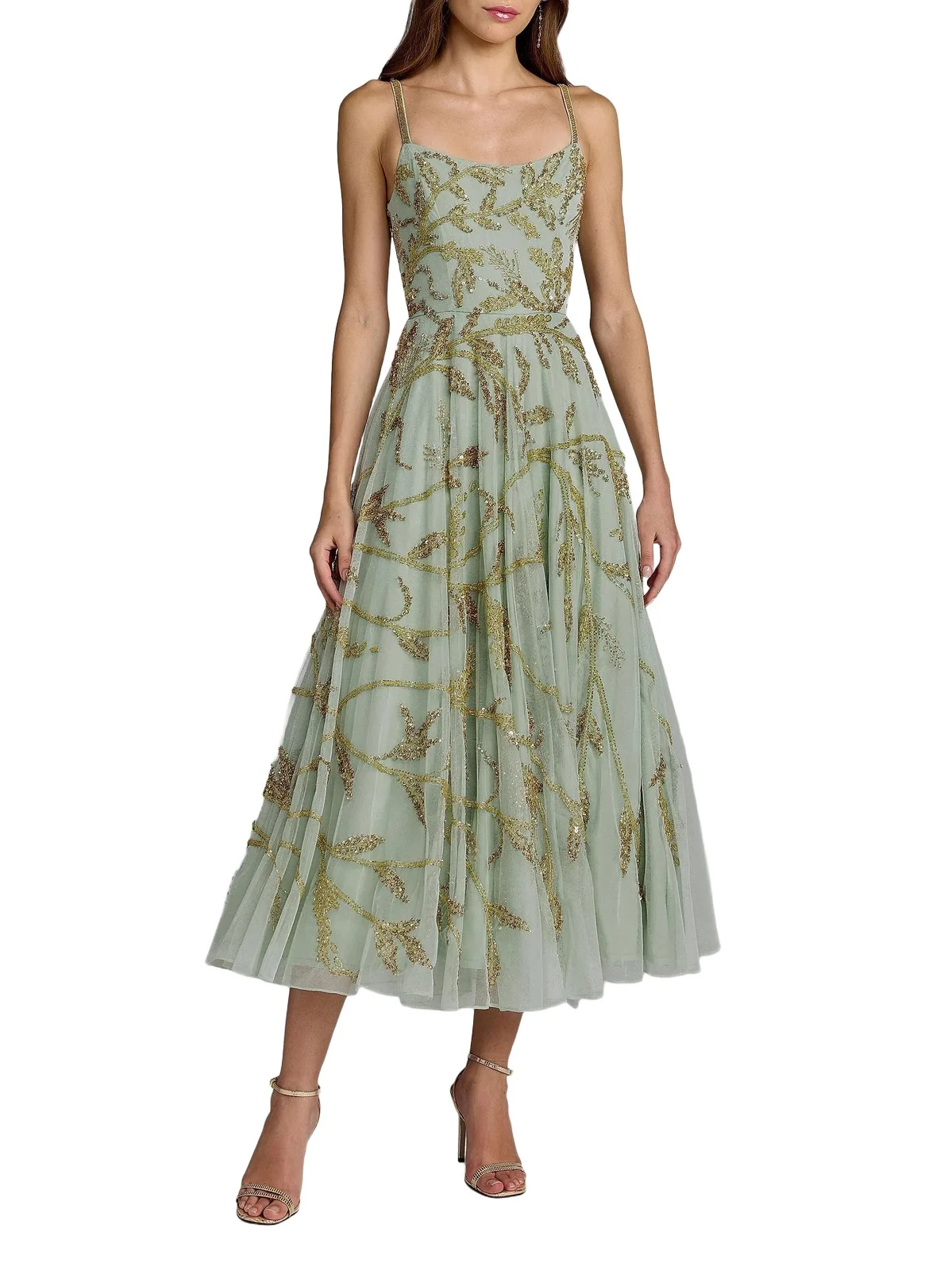 Women's Embellished Mesh Midi-Dress