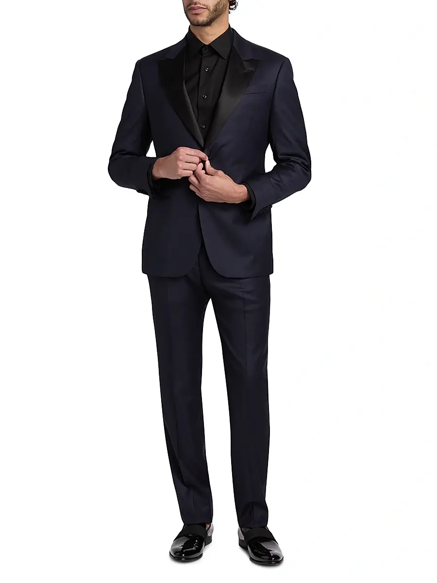 Emporio Armani Men's Solid Stretch-Virgin Wool Tuxedo | Thumbnail 2 Emporio Armani Men's Solid Stretch-Virgin Wool Tuxedo | Thumbnail 2