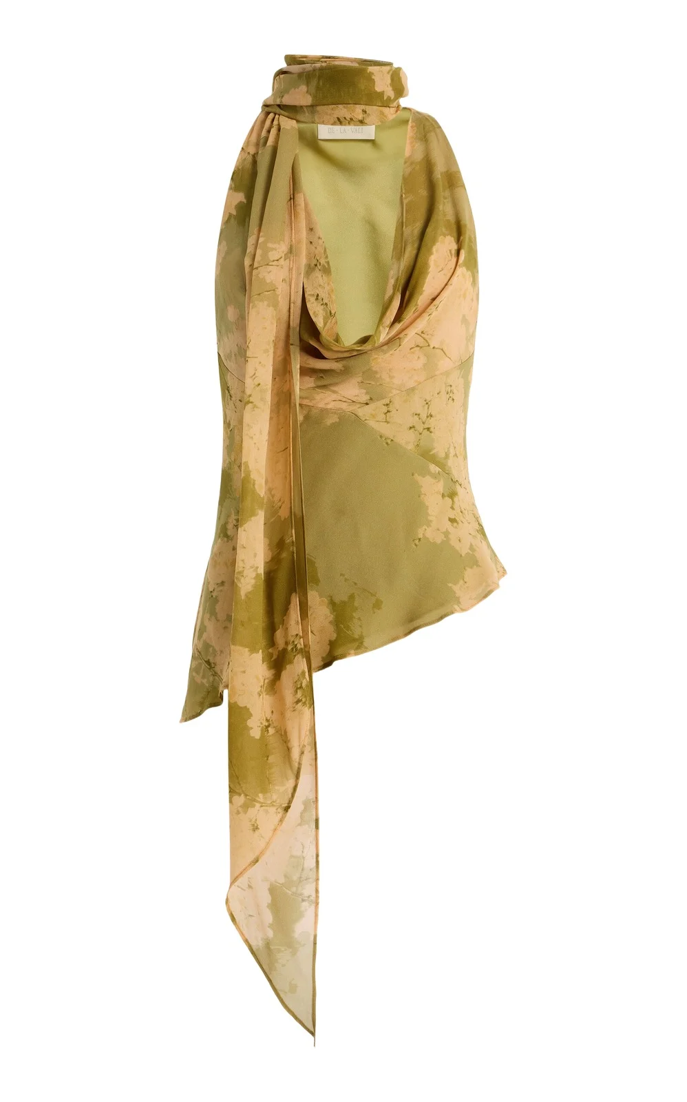DE LA VALI Exclusive Diosa Cowl-Neck Georgette Scarf Top