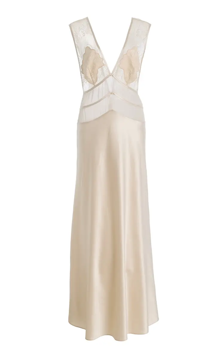 SLEEPING WITH JACQUES Exclusive Pascal Lace-Inset Silk Maxi Dress | Thumbnail 2 SLEEPING WITH JACQUES Exclusive Pascal Lace-Inset Silk Maxi Dress | Thumbnail 2