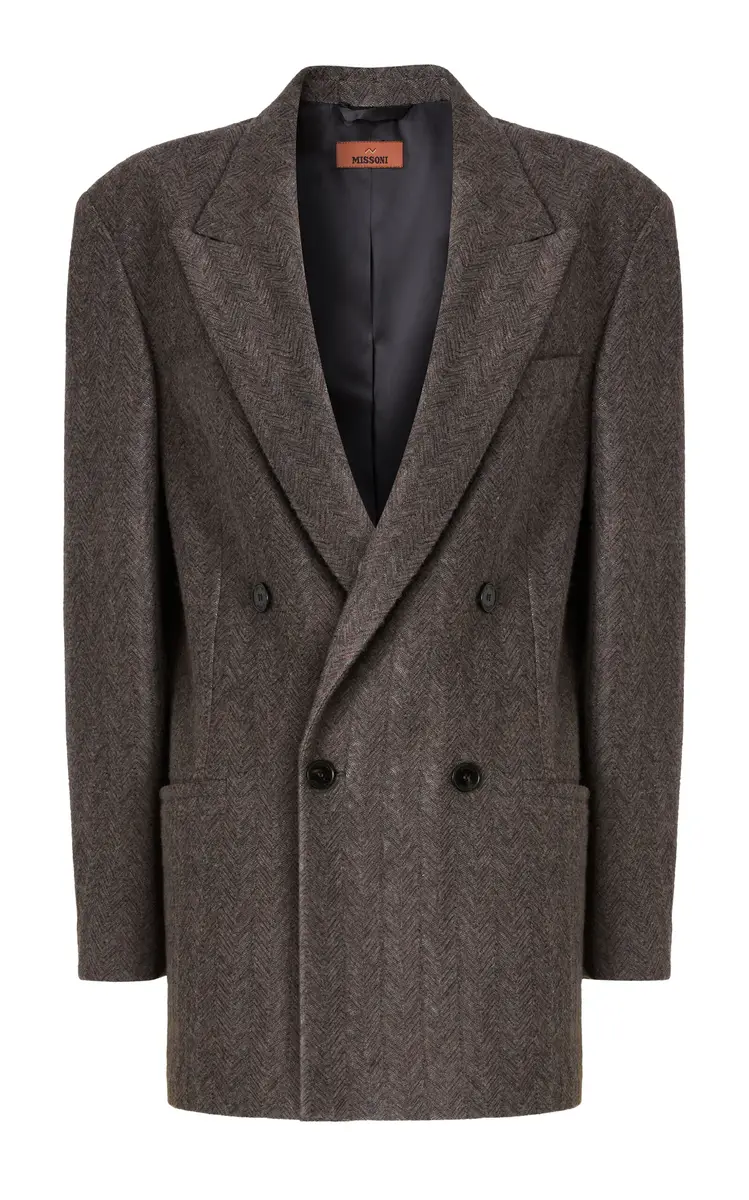 Peak Lapel Cashmere-Blend Jacket