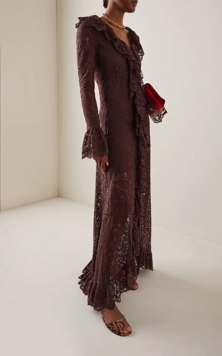 DE LA VALI Clementina Ruffled Lace Maxi Dress | Thumbnail 2 DE LA VALI Clementina Ruffled Lace Maxi Dress | Thumbnail 2