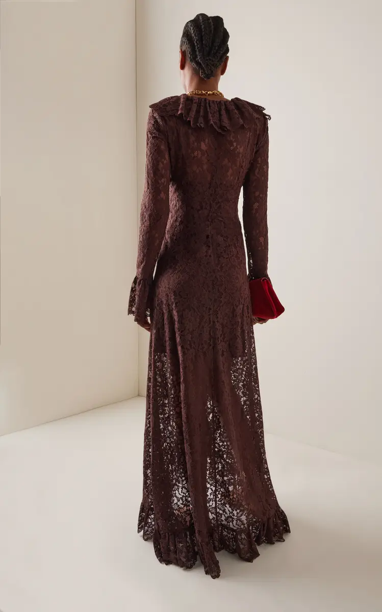 DE LA VALI Clementina Ruffled Lace Maxi Dress | Thumbnail 4 DE LA VALI Clementina Ruffled Lace Maxi Dress | Thumbnail 4