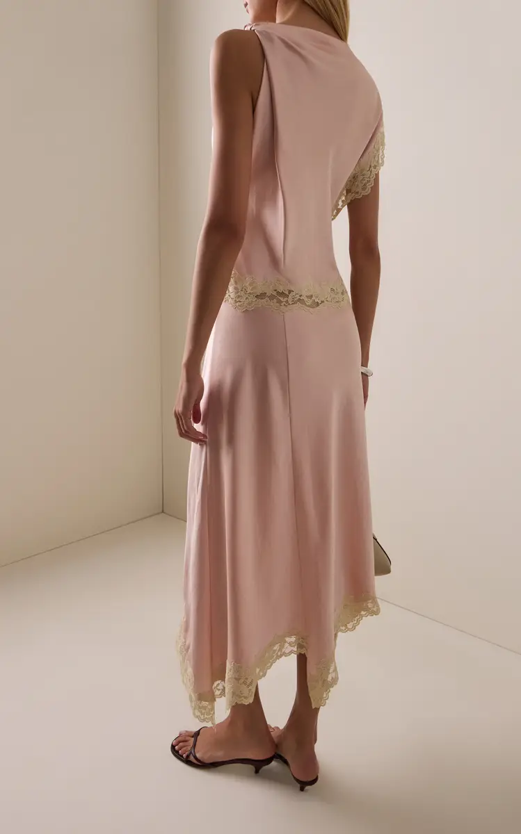 DE LA VALI Exclusive Adriana Lace-Trimmed Satin Midi Dress | Thumbnail 4 DE LA VALI Exclusive Adriana Lace-Trimmed Satin Midi Dress | Thumbnail 4