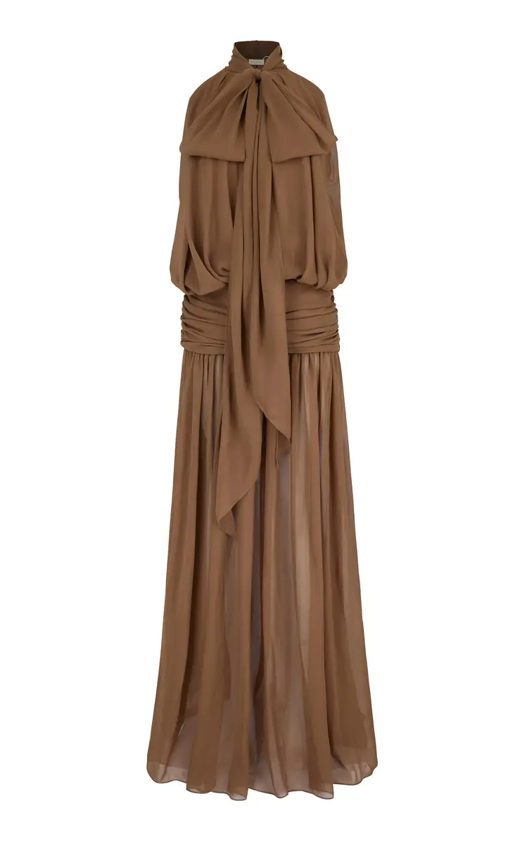DE LA VALI Cruz Crepe Tie-Neck Maxi Dress | Thumbnail 6 DE LA VALI Cruz Crepe Tie-Neck Maxi Dress | Thumbnail 6